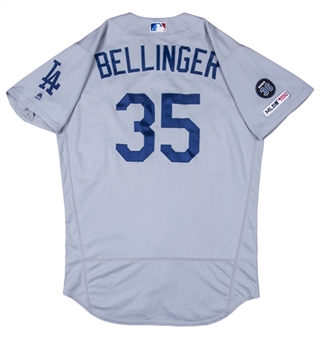2019 Cody Bellinger Game Used And Photo Matched Los Angeles Dodgers #35 Road Jersey Matched To Multiple Games (MLB Authenticated & Sports Investors Authentication)